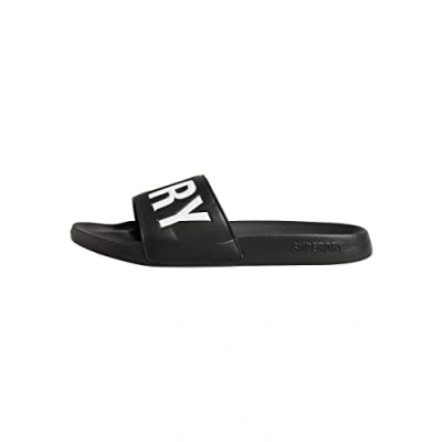 Image of Superdry Men&#039;s Code CORE Pool Slide Sandal, Black/Optic, Small UK