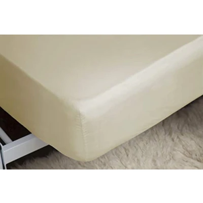 Image of Belledorm Cream Fitted Sheet, 200 Thread Count Percale, Mattress Depth 28cm (Double)