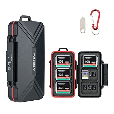 Image of PROfezzion 36 Slot SD Card Holder, Anti Shock Memory Carrying Case Protective Storage Box for 12 SD+18 Micro SD/TF Cards+6 CF Compact Flash Cards (36 Slots)