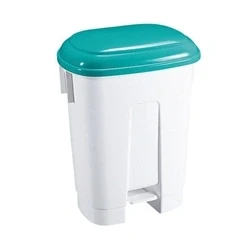 Image of Derby 30 Litre White/Green Plastic Pedal Bin