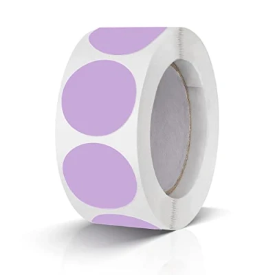Image of Round Stickers Purple 1 Inch Circle Labels Color Coding Dot Vinyl Floor Sticker Waterproof Removable Roll of 500