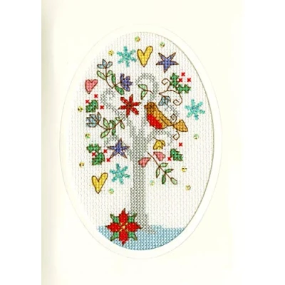 Image of Bothy Threads Cross Stitch Kit Christmas Card Winter Wishes