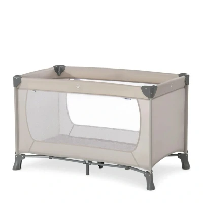 Image of hauck Dream N Play, Beige Travel Cot with Transport Bag for Babies &amp; Toddlers, Lightweight, Fast Compact Folding, 120cm x 60cm, from Birth up to 15 kg