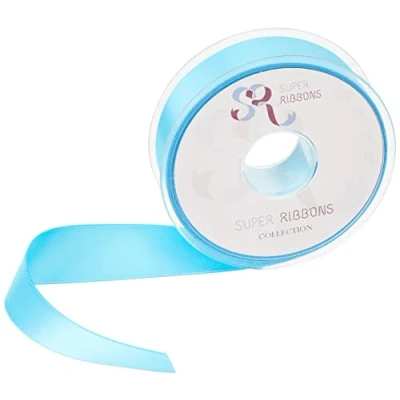 Image of SR SUPER RIBBONS®™ Full Reel 25mm Double Faced Satin Ribbon, 20 Metres on Turquoise