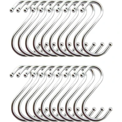 Image of Yogopro S Hooks,20 Pack Kitchen Hooks for Hanging Metal Stainless Steel Plant Hangers Garden Medium