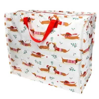 Image of Large Jumbo Storage Bag Festive Sausage Dog