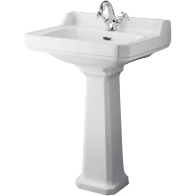 Image of Hudson Reed Richmond Basin and Comfort Height Full Pedestal 600mm Wide 1 Tap Hole