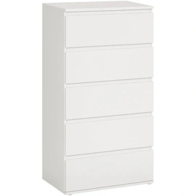 Image of HOMCOM 5 Drawer Cabinet Storage Cupboard Wooden Freestanding Organiser Unit White
