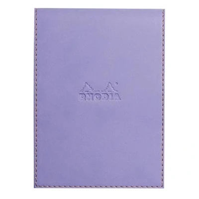 Image of RHODIA 138109C Clipboard Case + Stapled Notepad No. 13 Iris A6 Small Squares 80 Detachable Sheets 80G White Clairefontaine Paper Pencil Holder Faux Leather Rhodiarama Collection