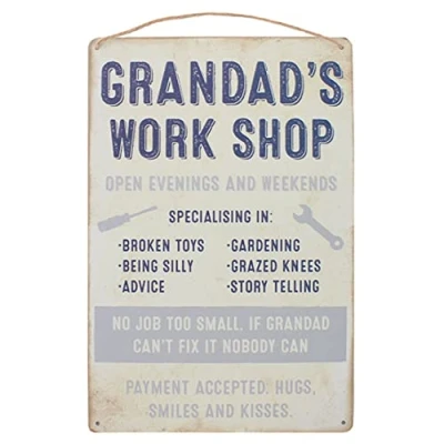 Image of Jones Home and Gift Wall Plaque Grandad&#039;s Work Shop Hanging Sign