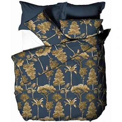 Image of Paoletti Arboretum Pillowcase Set, Blue, 50 x 75cm