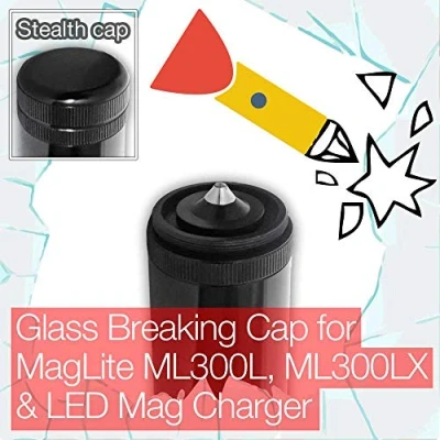 Image of Stealthy Glass Breaking End/Tail Cap for MagLite ML300L, ML300LX and LED Mag Charger Torch/flashlight