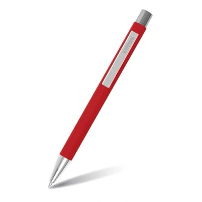 Image of Online soft Metal ballpoint pen, Classic Red, retractable ball aluminum, replaceable refill, touch feeling, premium writing experience with black colour, durable design colour red