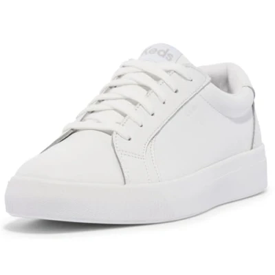 Image of Keds Women&#039;s Pursuit Lace Up Sneaker, White Leather, 4 UK
