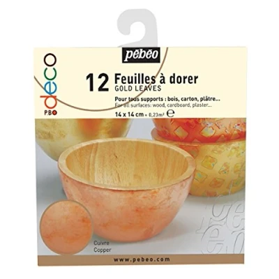 Image of PEBEO Pbo Deco Gold Booklet of 12 Leaves, Leaf, Copper, 4.5 x 7 cm