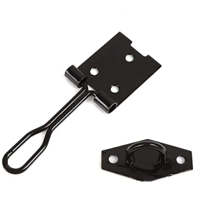 Image of Merriway® BH01747 Hasp and Wire Staple, 75mm (3 inch) Black Japanned