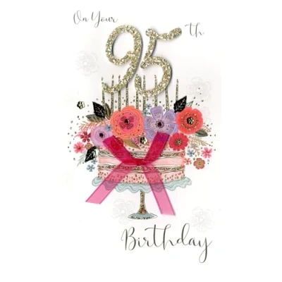 Image of 95th Birthday Greeting Card Hand Finished Champagne Range Cards