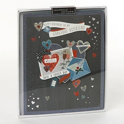 Image of Wishing Well Studios Handmade Boxed Card Birthday Gorgeous Boyfriend