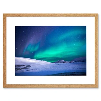 Image of Wee Blue Coo Photo Aurora Borealis Norther Lights Snow Framed Wall Art Print