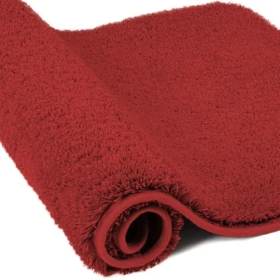 Image of wyewye Microfibre Bath Mat, Door 2cm Super Thick Rug, Absorbent Bathroom Rug 60x120 cm, Red