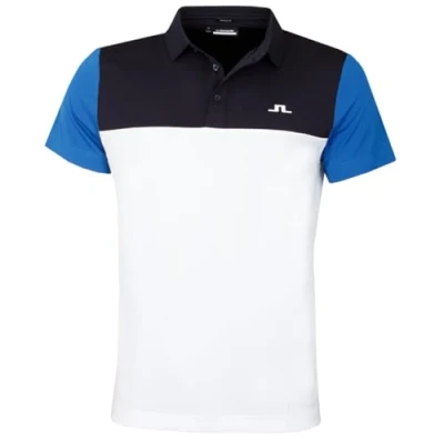 Image of J.Lindeberg Mens Keenan Colourblock Golf Polo Shirt White XL