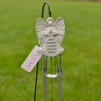 Image of Dear Husband Guardian Angel Love &amp; Miss You Graveside Memorial Wind Chime