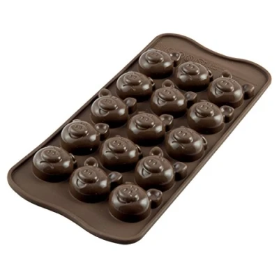 Image of silikomart SCG35 Choco Pigs, Silicone, Brown, 21x10.5x1.6 cm