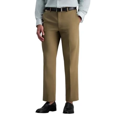 Image of Haggar mensHC10884Premium No Iron Classic Fit Expandable Waist Plain Front Casual Pants Brown 38W x 32L
