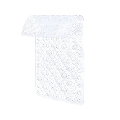 Image of Non Slip Bath Mat Shower Mats Anti Mould for Bathroom and Bathtub with Large Suction Cup Thickened Rubber Backing Long 70 * 40cm, Clear