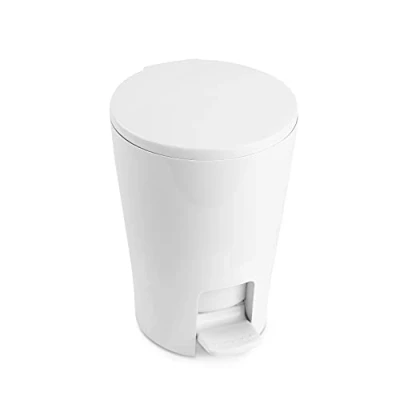 Image of TATAY 4434901 diabolo Pedal bathroom waste bin, with capacity of 5 l, 28.2 x 19 21 cm Modern 19.00x21.00x28.20 white