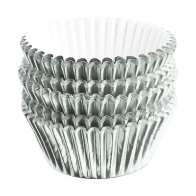 Image of Rumyve 100 Pcs Disposable Baking Cups,Foil Metallic Cupcake Cases,Muffin Liners for Christmas Birthday Wedding Holiday Party(Silver)