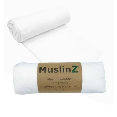 Image of MuslinZ Ex Large Muslin Cloths for Baby Newborn Essentials Swaddle Bamboo Mix, Soft and Breathable (White)