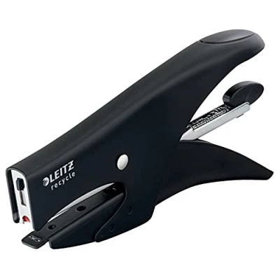 Image of Leitz NeXXt Stapling Pliers, Back Loader Stapler, Heavy Duty Home/Office Accessories, Metal, 100% Recyclable, CO2 Neutral, Recycle Range, Black, 56460095