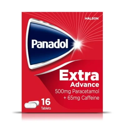 Image of Panadol Extra Advance Painkillers, 500mg Paracetamol Tablets with 65mg Caffeine, Pain Relief for Migraines, Headaches, Backache, Joint Pain, Period and Toothache, Pack of 16