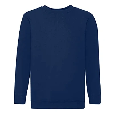 Image of Fruit of the Loom Childrens Unisex Set In Sleeve Sweatshirt (Navy) Size 3 4Y