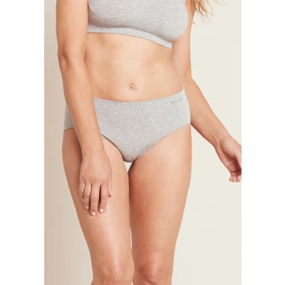 Image of Boody Women&#039;s Midi Briefs Organic Bamboo Underwear Seamless Knickers Light Grey Marl Medium Single
