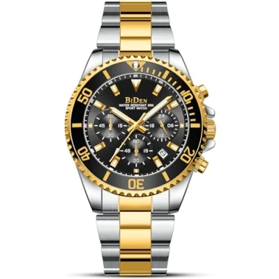 Image of Mens Watches, Designer Chronograph Military Waterproof Analogue Quartz, Stainless Steel Wrist Watch Fashion Large Date Black Gold