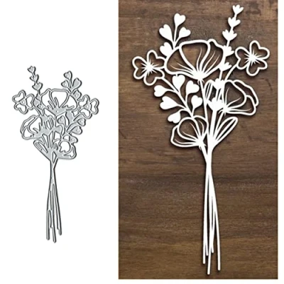 Image of Fresh Flowers Leaf Metal Die Cuts,Srping Heart Leaves Wedding Card Cutting Dies Cut Stencils DIY Scrapbooking Photo Album Decorative Embossing Paper Making
