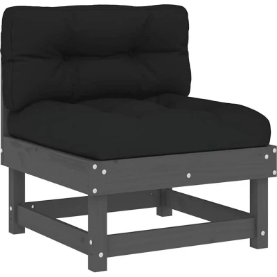 Image of vidaXL Middle Sofa with Cushions Grey Solid Wood Pine