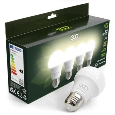 Image of ECO 40W Equivalent E27 Screw Energy Saving LED Light Bulb, Low 4.2W LED, 470 Lumens, Warm White 3000K, Non Dimmable, 15,000Hrs Lifetime.