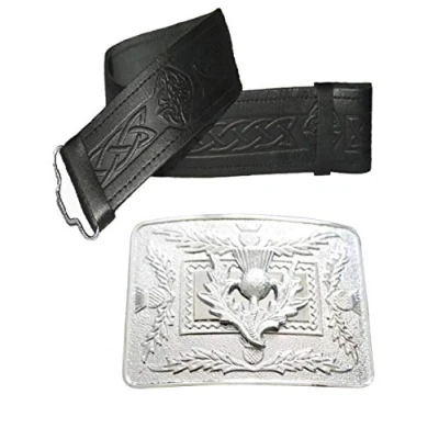 Image of Leather Kilt Belt and Buckle Many Sizes Designs to choose from