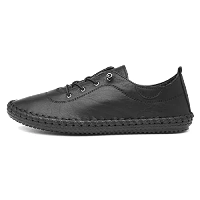 Image of Lunar St Ives Leather Plimsoll 3 UK Black Sole
