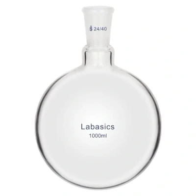 Image of Labasics Glass Round Bottom Flask, Borosilicate Heavy Wall Short Neck Flask RBF Single with 24/40 Standard Taper Outer Joint, 1000 ml