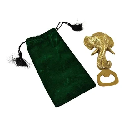 Image of Carousel Home and Gifts Stunning Gold Effect Elephant Head Bottle Opener Novelty Bar Accessory