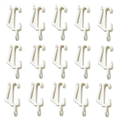Image of Merriway BH03639 (30 Pcs) White Plastic Curtain Track Rail Gliders Hooks to Fit Harrison Drape Pack of 30 Pieces