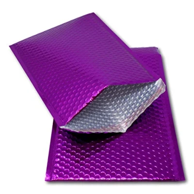 Image of EPOSGEAR 100 Purple Shiny Metallic Foil Bubble Padded Bag Mailing Envelopes Perfect for Marketing, Promotions or and Alternative to Gift wrap (A4 / C4 324mm x 230mm)