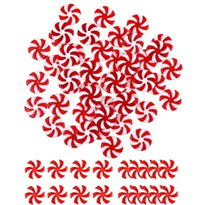 Image of 50pcs Christmas Candies Decor Lollipop Tree Hanging Ornaments Peppermint Decorations Acrylic Candy Cane DIY Pendants for Xmas Home Party Holiday Decoration 25mm