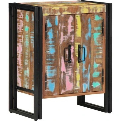 Image of vidaXL Shoe Cabinet Black 30x30x40 cm Solid Reclaimed Wood and Steel