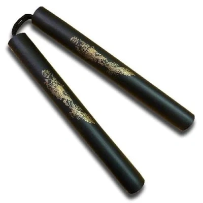 Image of Playwell Childrens Foam Rubber Safety Training Nunchucks With Cord All Black