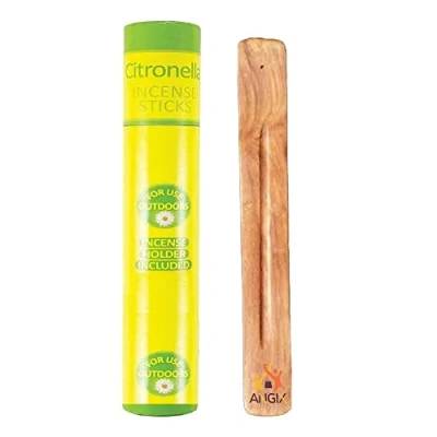 Image of ANGIX Citronella Incense Sticks with Wooden Holder, Anti Mosquito Fly Repellent for Insect Repellent, Outdoor &amp; Indoor Uses 30 Packs